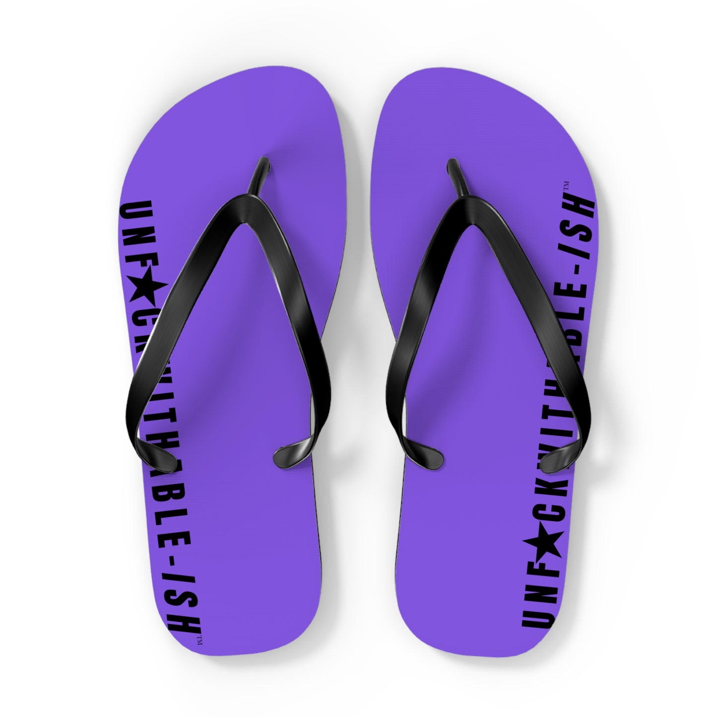 UNF★CKWITHABLE-ISH™ Flip Flops Purple, Black Star