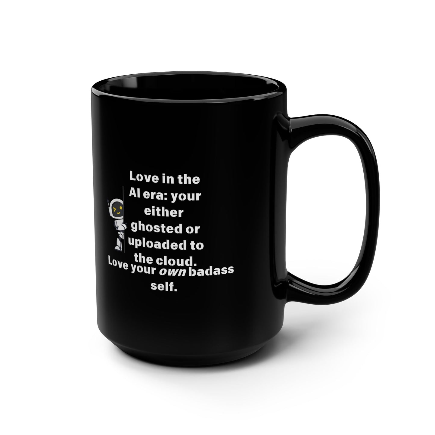 Funny Black Mug, 15oz, AI Love
