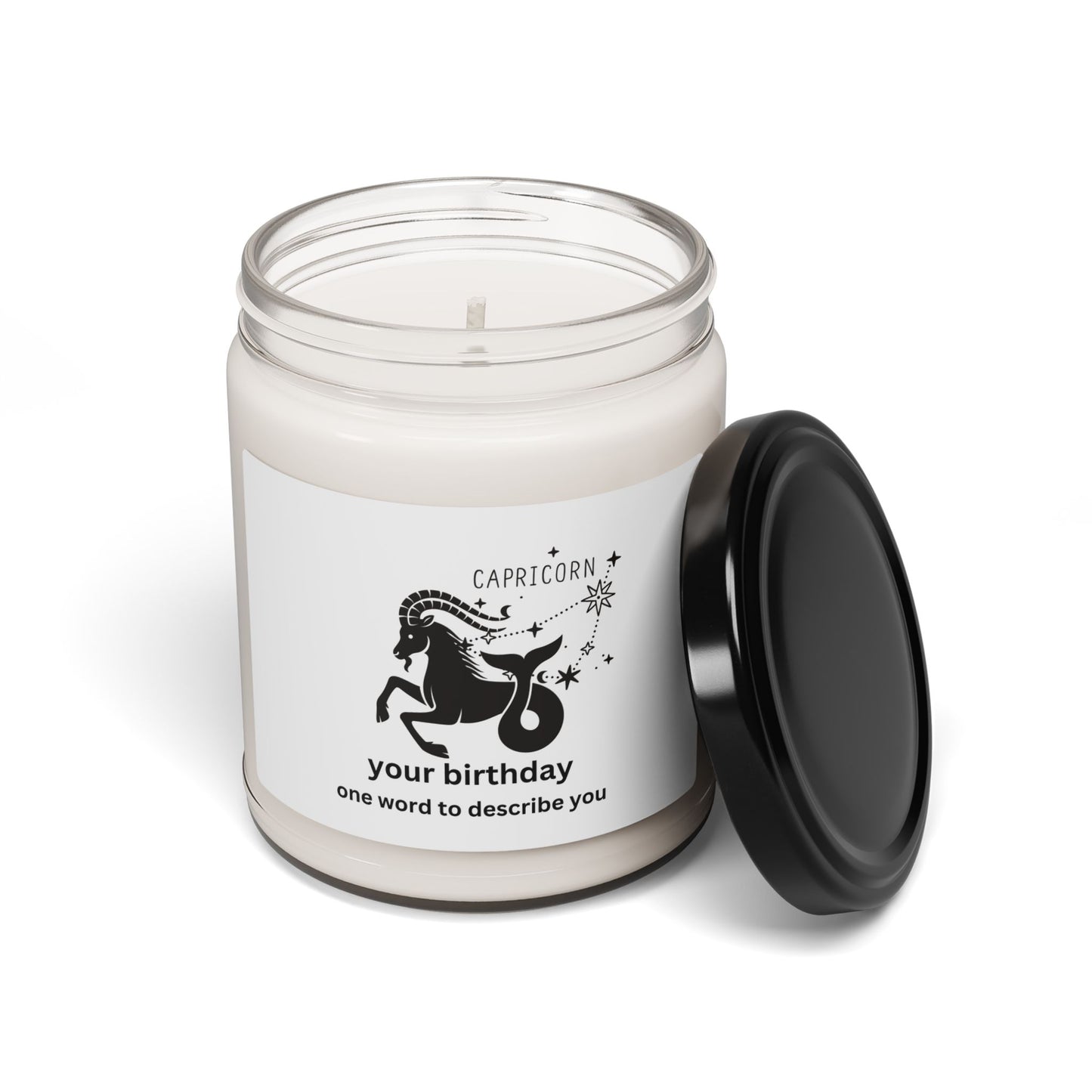 Customized Astrology Scented Soy Candle, Capricorn Birthday