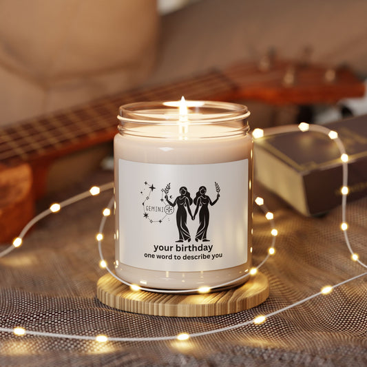 Customized Astrology Scented Soy Candle, Gemini Birthday