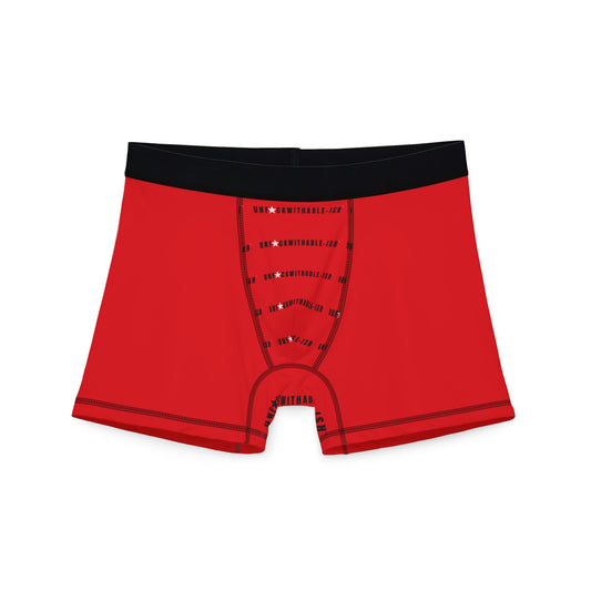 UNF★CKWITHABLE-ISH™ Boxer Briefs – Classic Red All-Over, Warning: Extreme Confidence In This Package