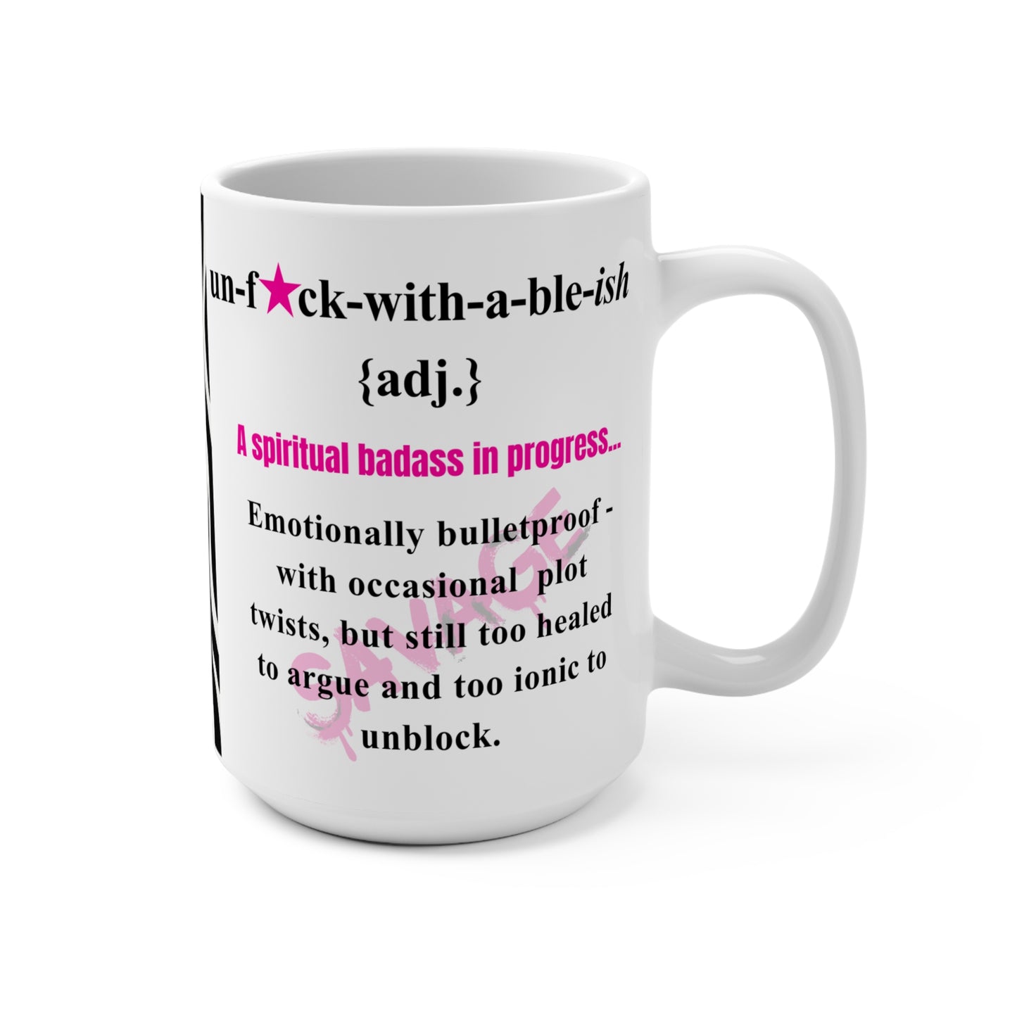 Funny U★ckwithable-ish Retro-Rebel Mug, Hot Pink with Definition