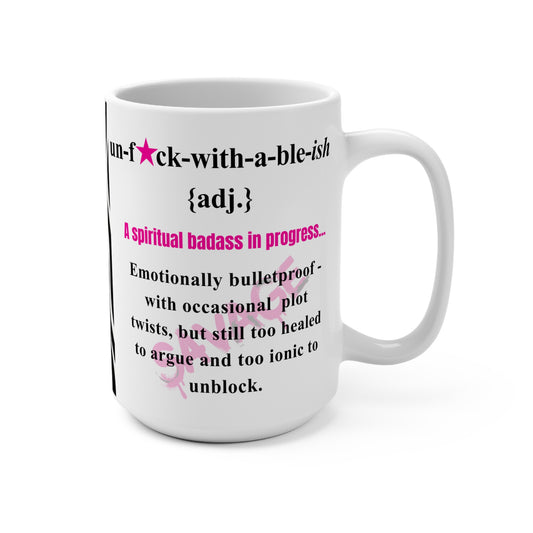 Funny U★ckwithable-ish Retro-Rebel Mug, Hot Pink with Definition
