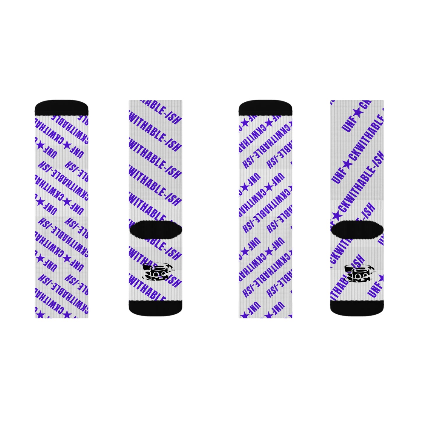 U★ckwithable-ish White & Purple Recycled Poly Crew Socks