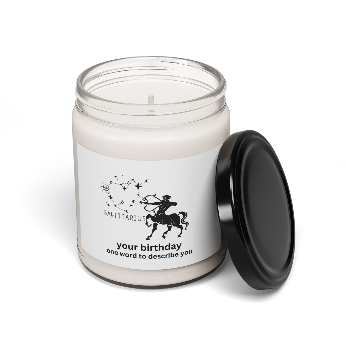 Customized Astrology Scented Soy Candle, Sagittarius Birthday