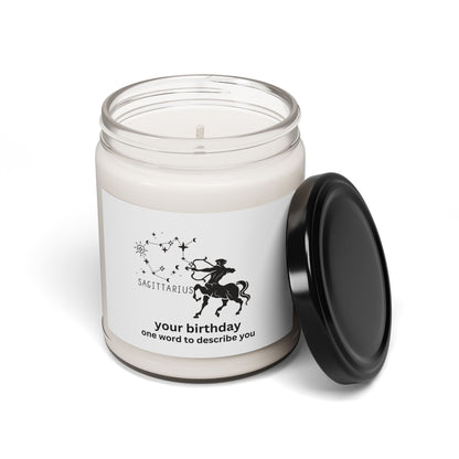 Customized Astrology Scented Soy Candle, Sagittarius Birthday