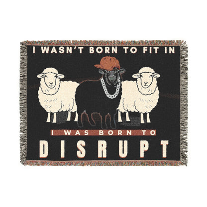 Black Sheep Oversized Woven Blanket 80" x 60" - Born to Disrupt