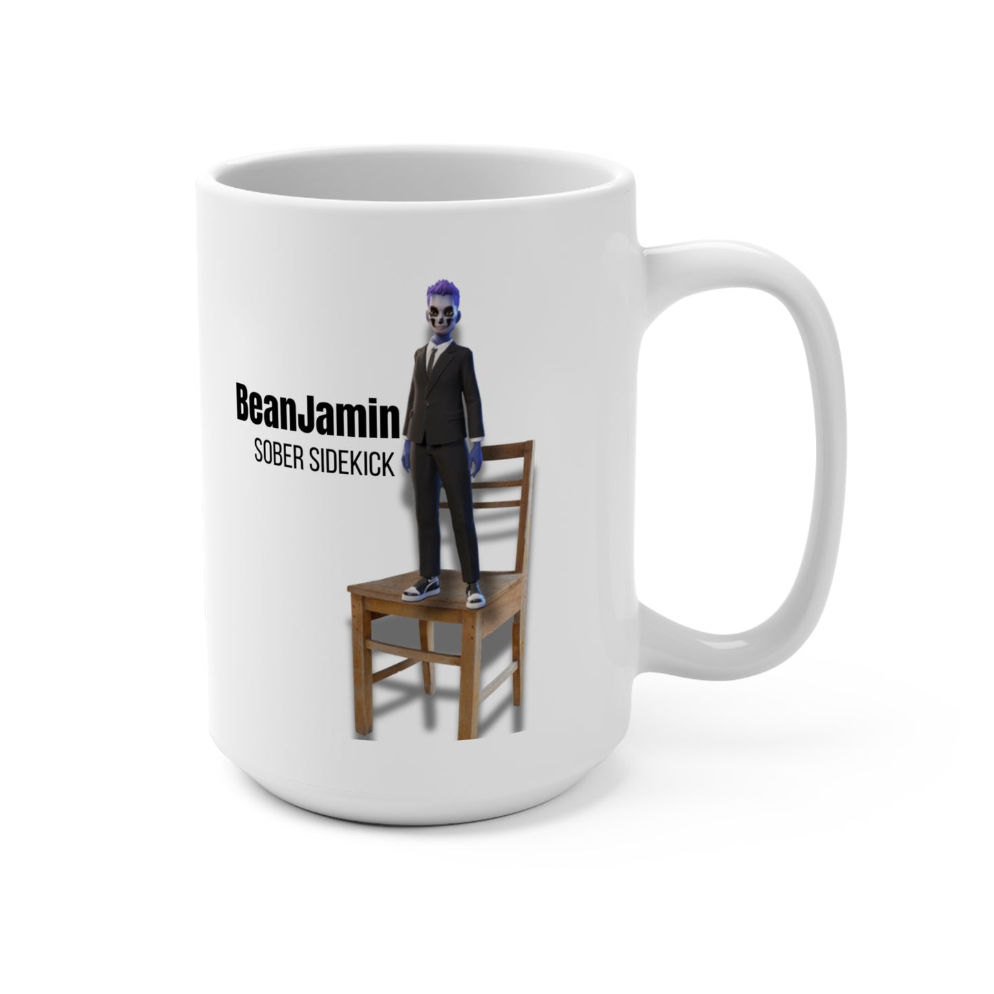 BeanJamin™ Sober Sidekick Mug – Featuring Our Custom Engineered Recovery ChatGPT, by The Bean Grind