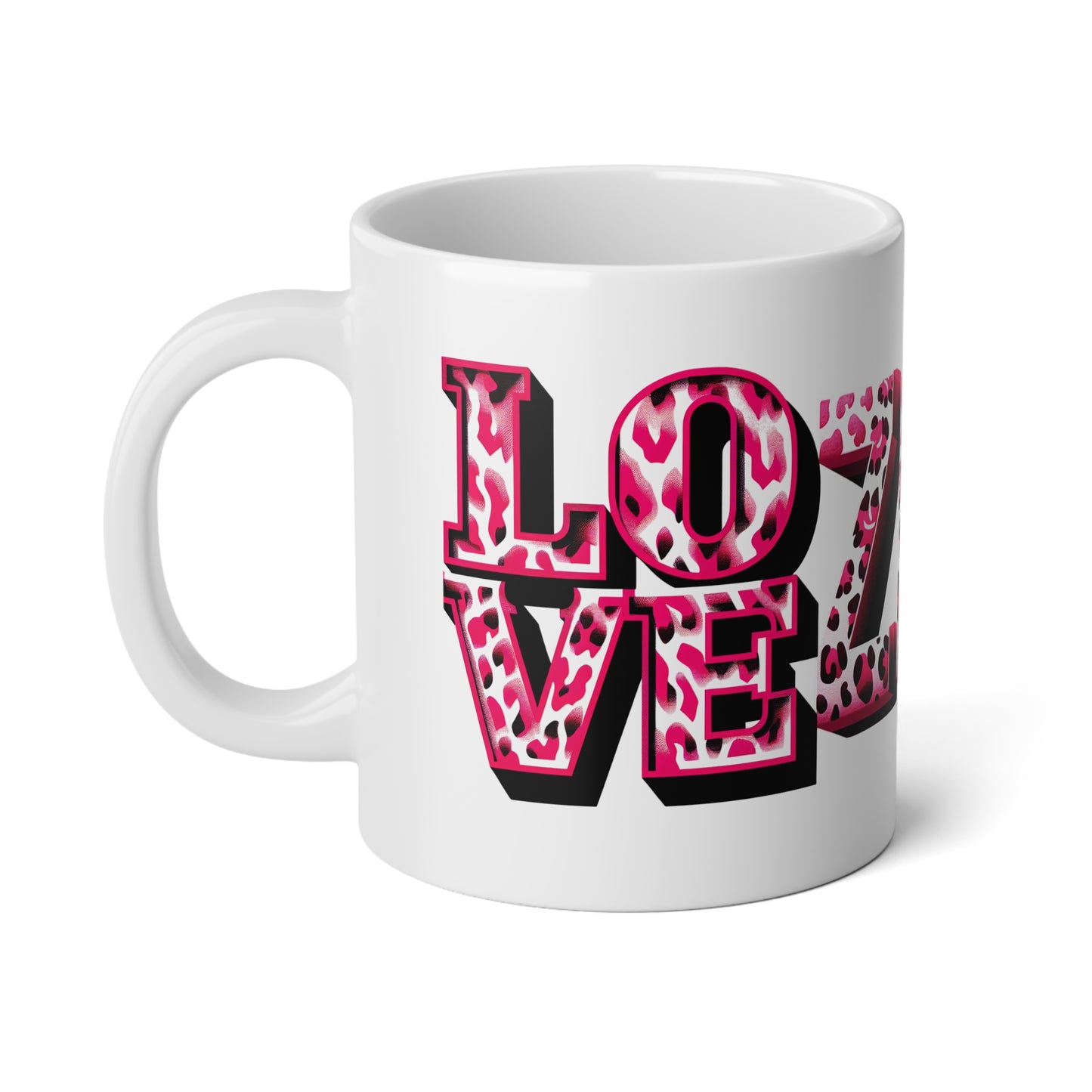 Inspirational Bold Leopard Print Jumbo Mug, 20oz Coffee Cup for Animal Lovers