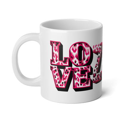 Inspirational Bold Leopard Print Jumbo Mug, 20oz Coffee Cup for Animal Lovers