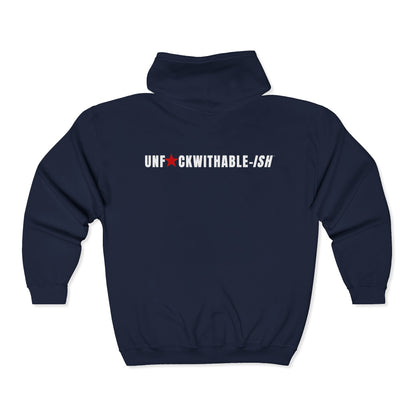 UNF★CKWITHABLE-ISH Men’s Premium Zip-Up Hoodie, Red-Star