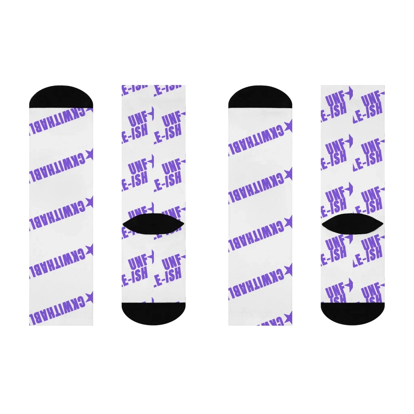 UNF✦CKWITHABLE-ISH Recovery Crew Socks, Purple Star Recovery Edition Printify