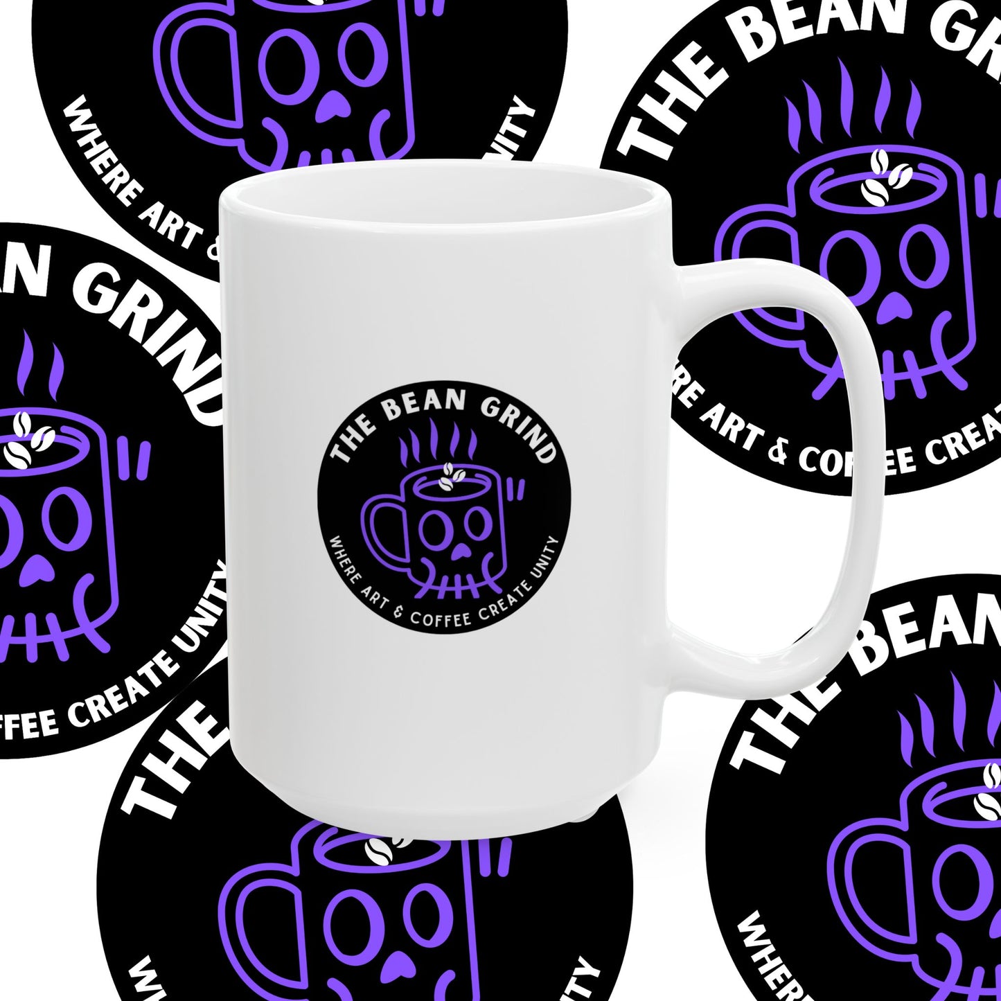 The Bean Grind™ Ceramic Mug, Branded Lil' Bean Dude