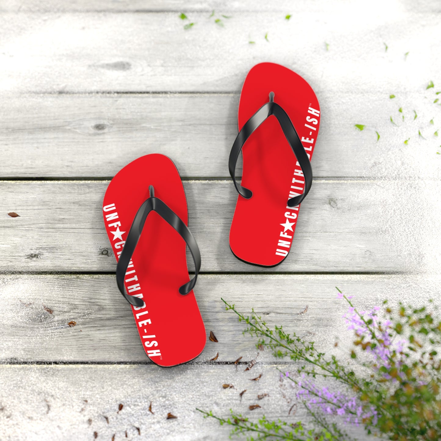 UNF★CKWITHABLE-ISH™ Flip Flops Red, White Star