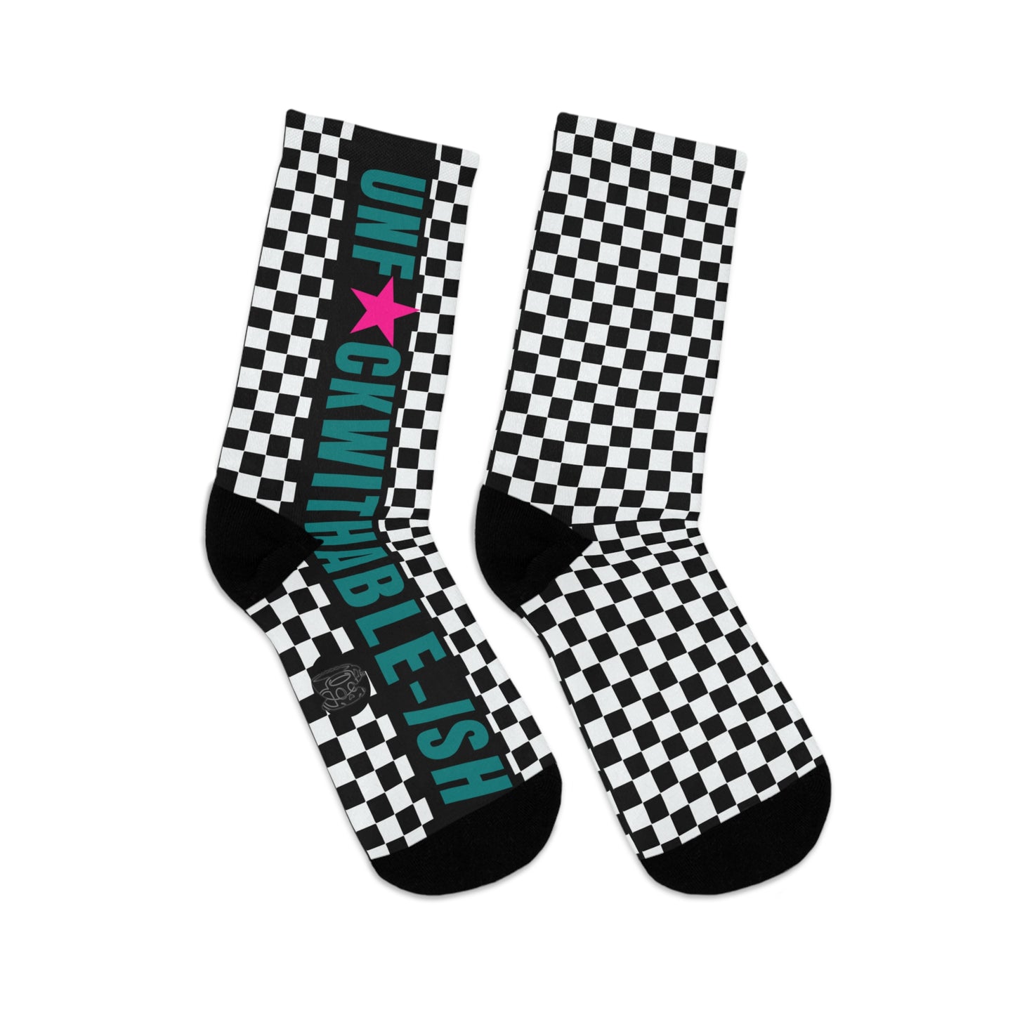 U★ckwithable-ish Retro-Rebel Teal/Hot Pink Recycled Poly Socks