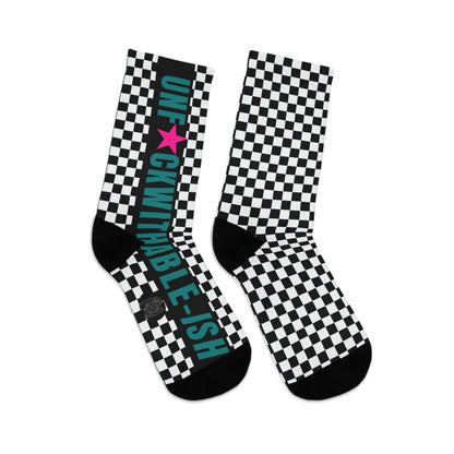 U★ckwithable-ish Retro-Rebel Teal/Hot Pink Recycled Poly Socks