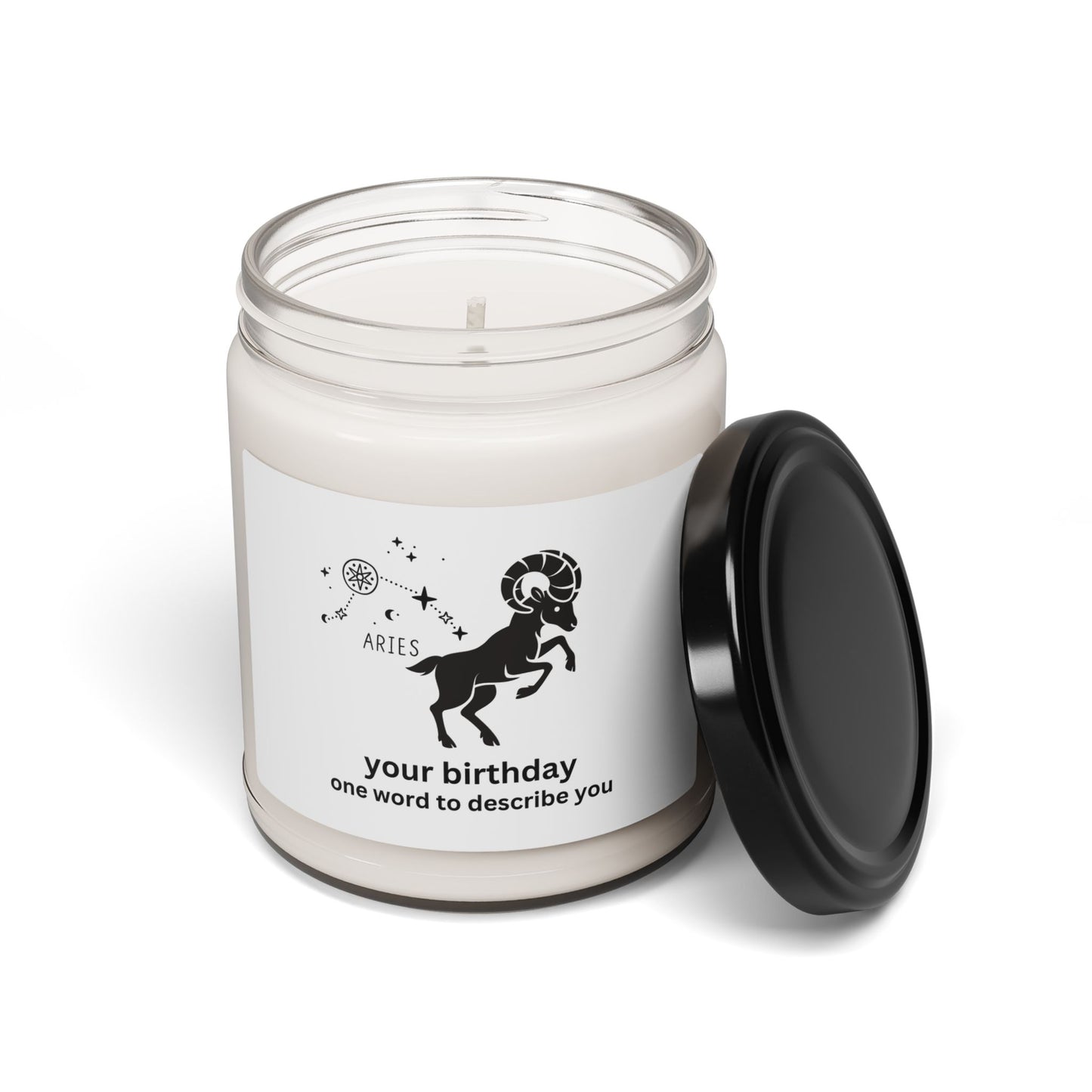 Customized Astrology Scented Soy Candle, Aries Birthday