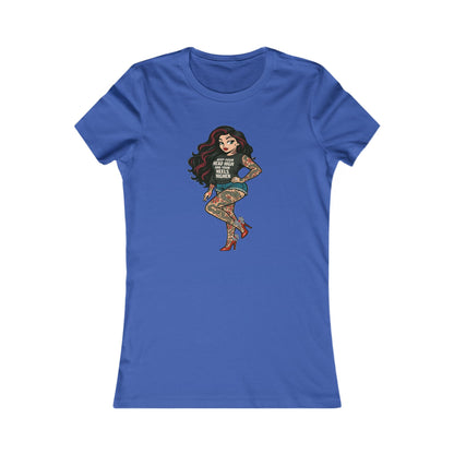 Retro-Rebel Streetwear - Tattooed Pin-Up Girl Soft AF Fitted Tee for Women