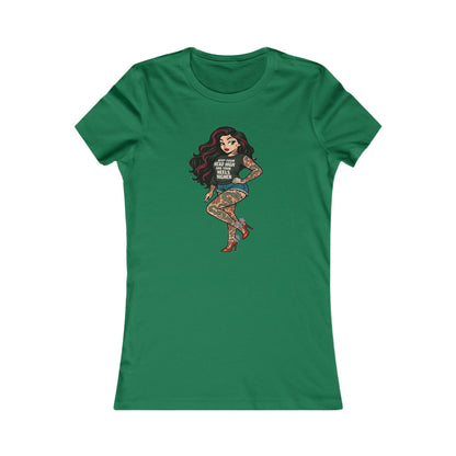 Retro-Rebel Streetwear - Tattooed Pin-Up Girl Soft AF Fitted Tee for Women