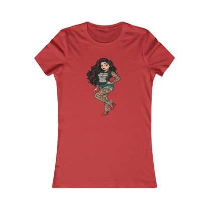Retro-Rebel Streetwear - Tattooed Pin-Up Girl Soft AF Fitted Tee for Women