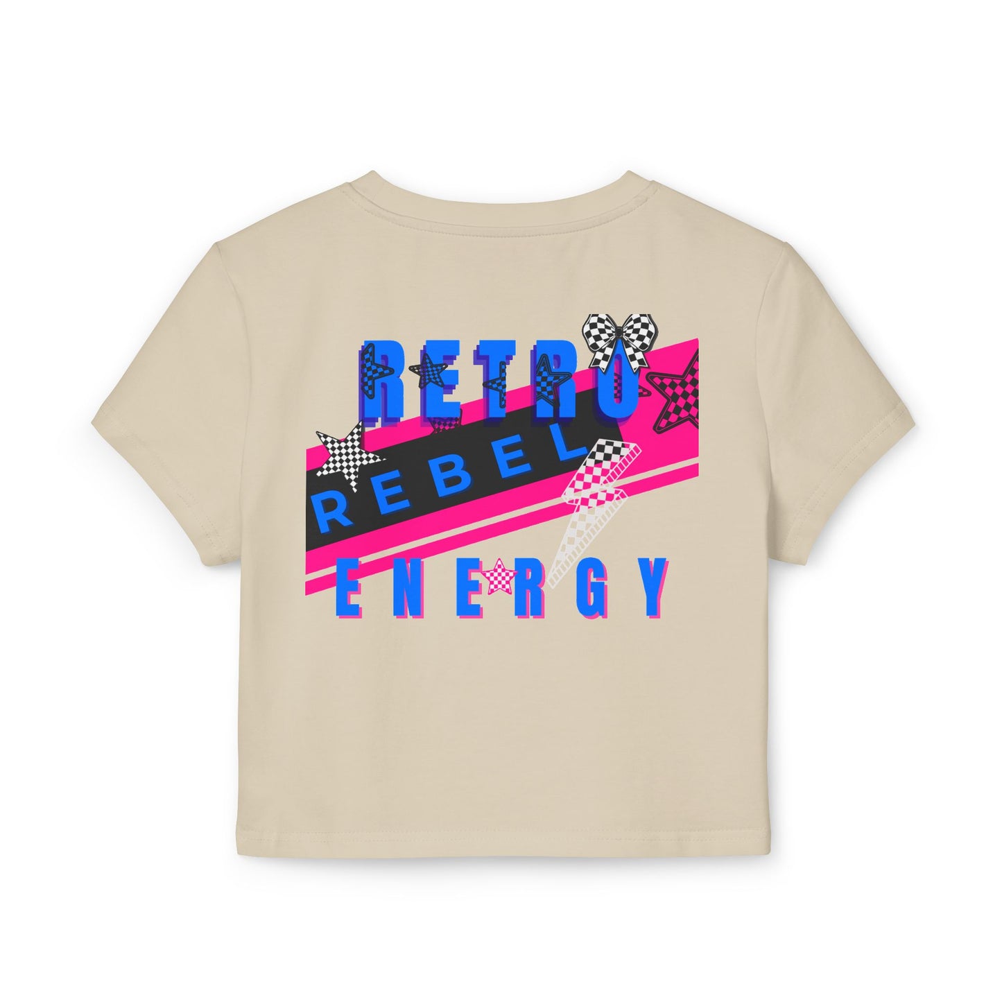 Retro Rebel Women's Baby Tee, Organic Cotton Vintage Graphic Crop Top