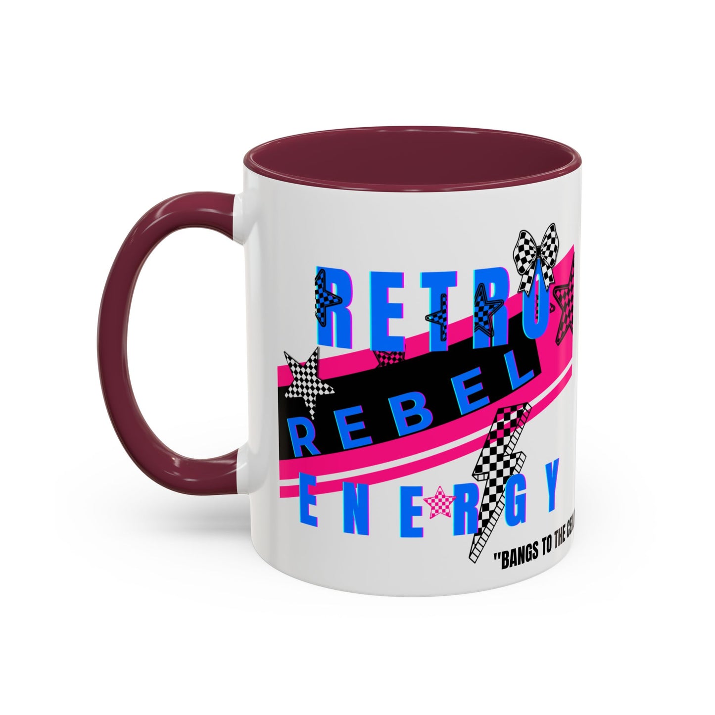 Retro Rebel Mug, 90s Pop Culture Nostalgia, "Bangs to the Ceiling"