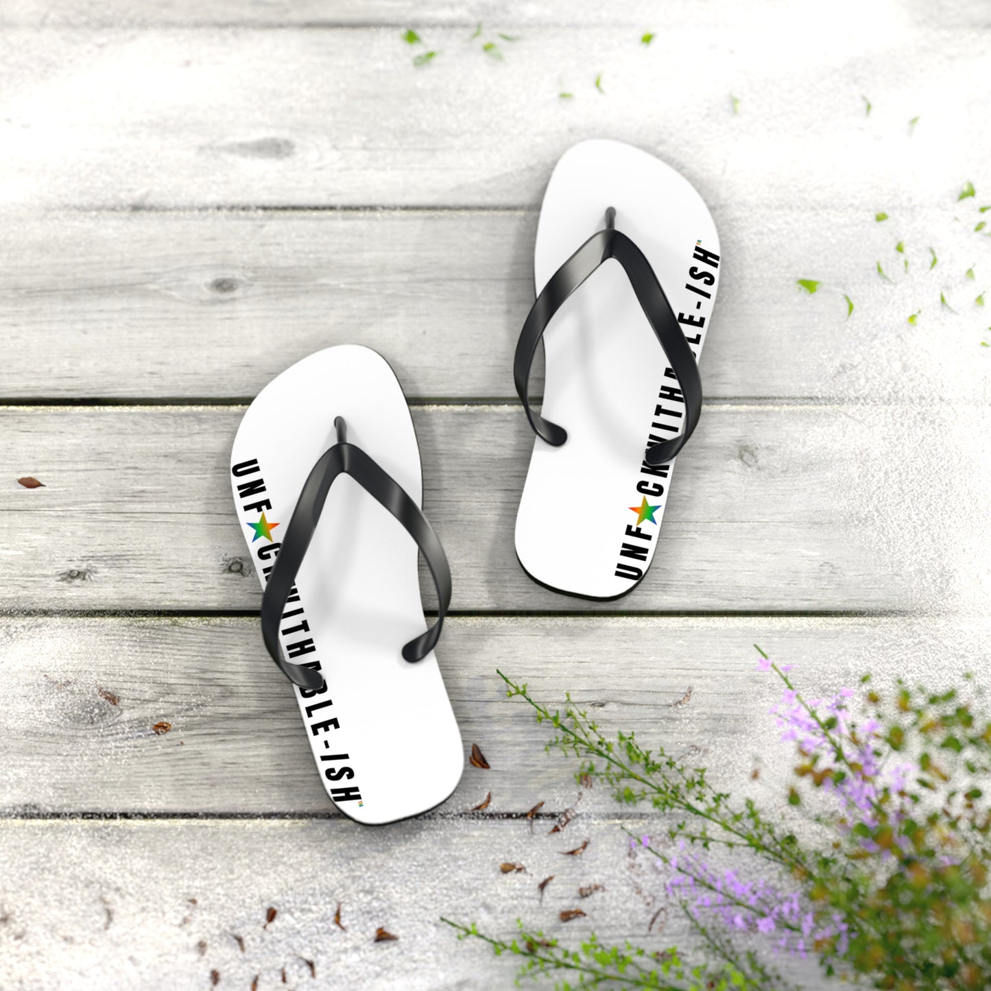 UNF★CKWITHABLE-ISH™ Flip Flops Black/Green Gradient Star