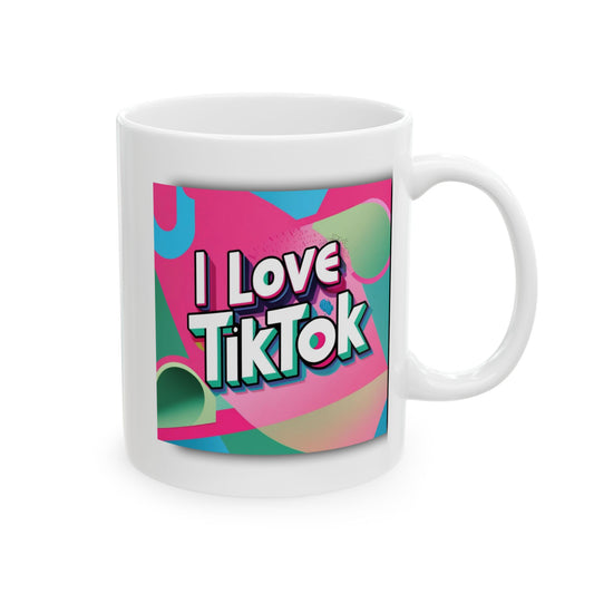 TikTok Inspired Mug, I love TikTok Pink & Green
