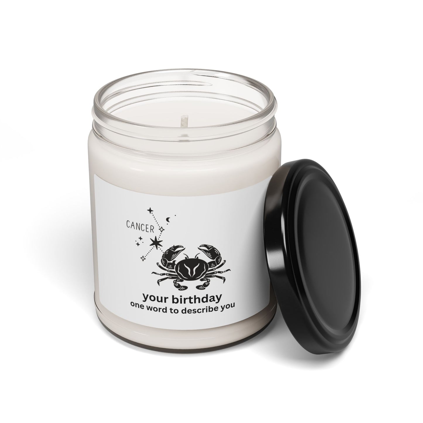 Customized Astrology Scented Soy Candle, Cancer Birthday