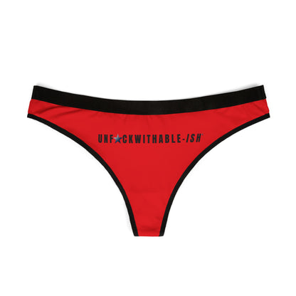 UNF★CKWITHABLE-ISH™ Women’s Thong, Valentine Red with Black Text Edition
