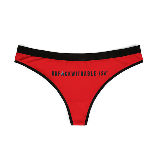 UNF★CKWITHABLE-ISH™ Women’s Thong, Valentine Red with Black Text Edition