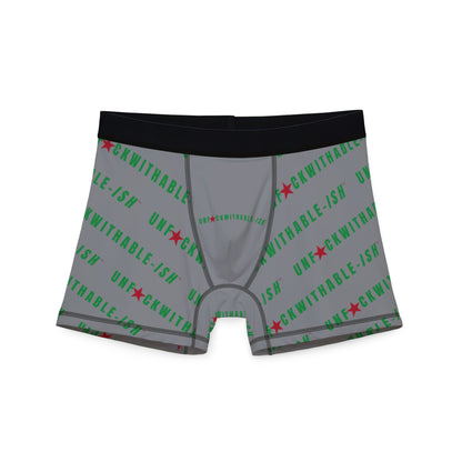 UNF★CKWITHABLE-ISH™ Boxer Briefs – Heineken Vibes (Light Gray, Green Font, Red Star) - Looks Like a Beer, Feels Like Power Moves Only