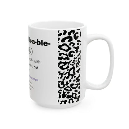 Unf*ckwithable-ish Mug, Recovery Definition with Leopard Print Printify