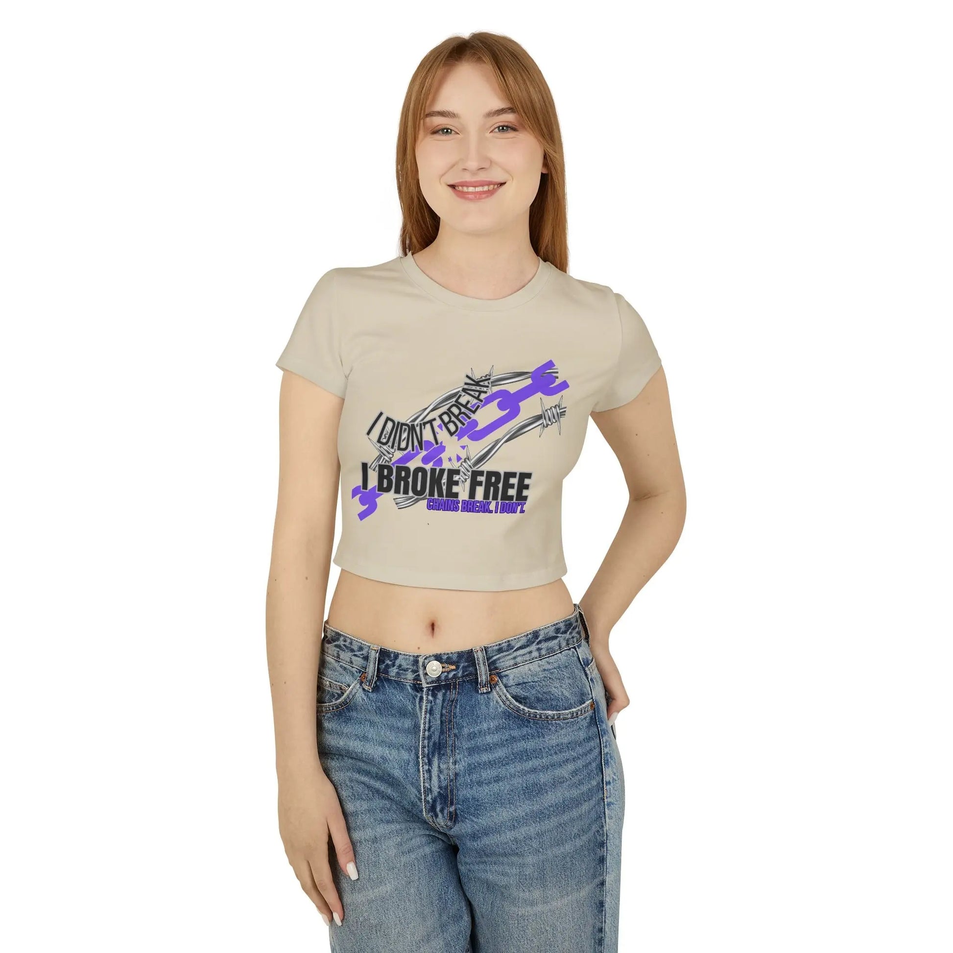Crop Top for Women - "Chains Break" + Custom Sober Date- Purple Chain Edition Printify