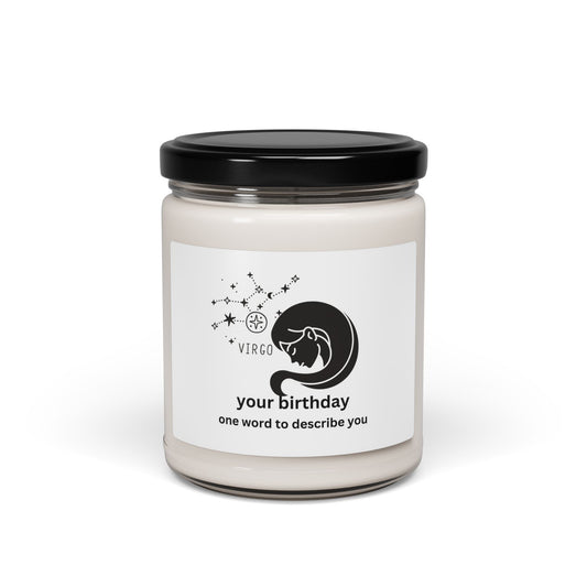 Customized Astrology Scented Soy Candle, Virgo Birthday
