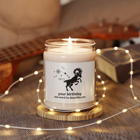 Customized Astrology Scented Soy Candle, Aries Birthday