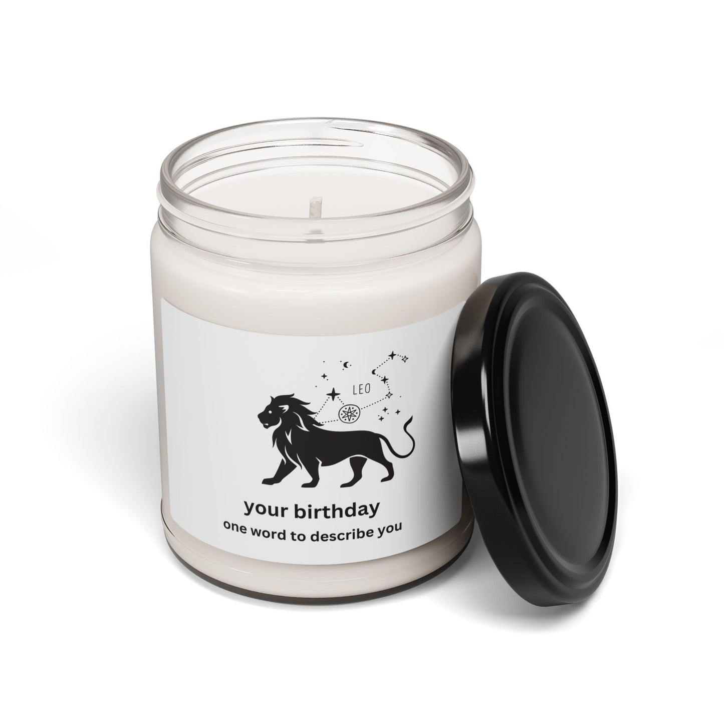Customized Astrology Scented Soy Candle, Leo Birthday