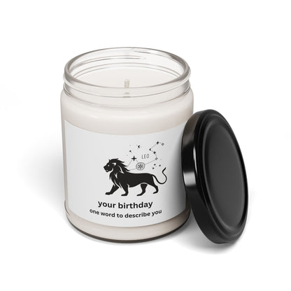 Customized Astrology Scented Soy Candle, Leo Birthday
