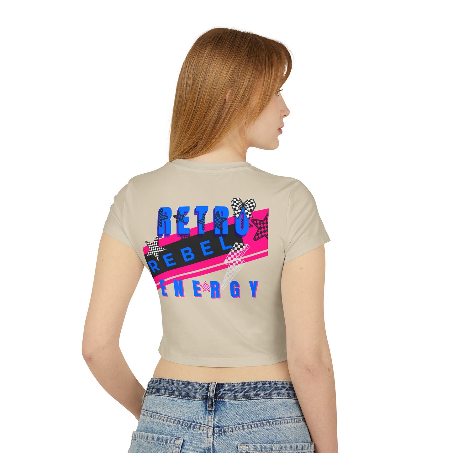 Retro Rebel Women's Baby Tee, Organic Cotton Vintage Graphic Crop Top