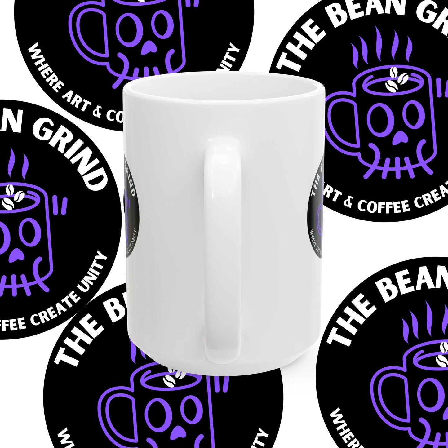 The Bean Grind™ Ceramic Mug, Branded Lil' Bean Dude