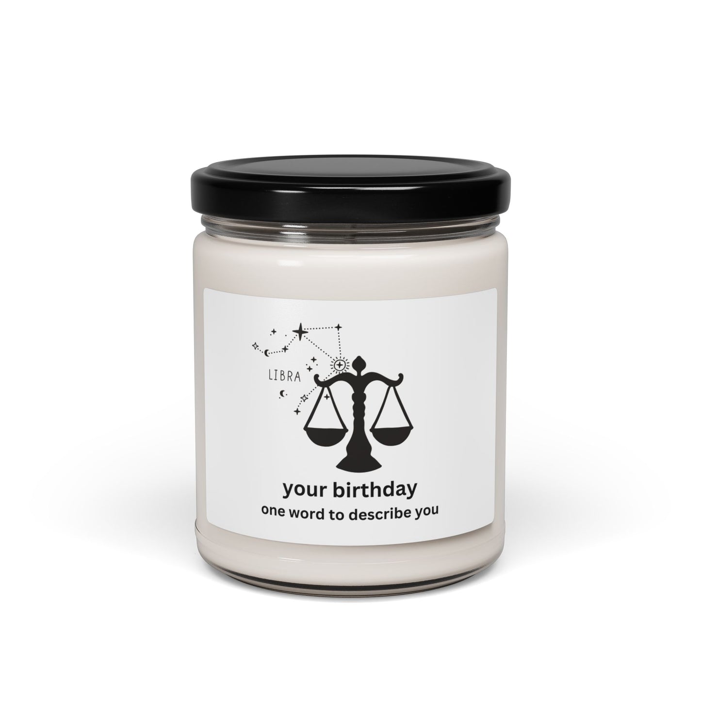 Customized Astrology Scented Soy Candle, Libra Birthday
