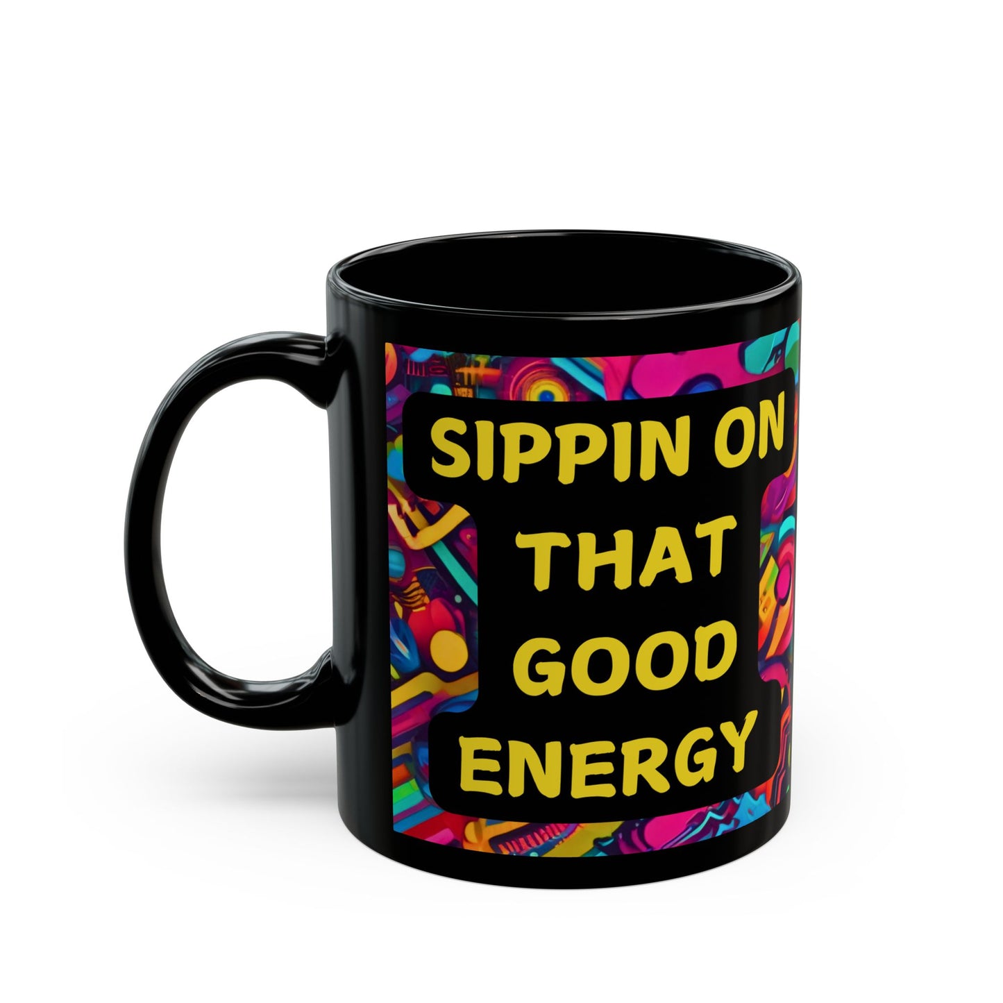 Schwarze Tasse mit TikTok-Motiv