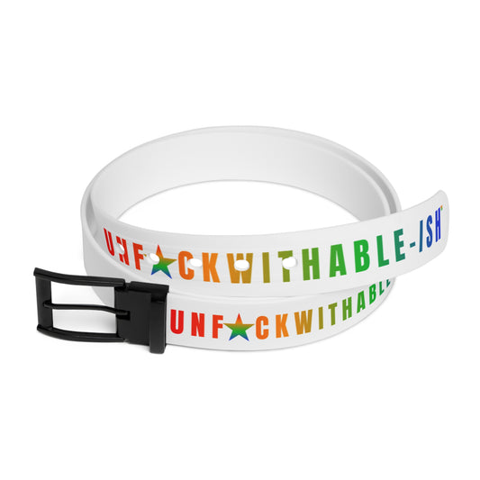 UNF★CKWITHABLE-ISH™ Belt White, Rainbow/Rainbow Star