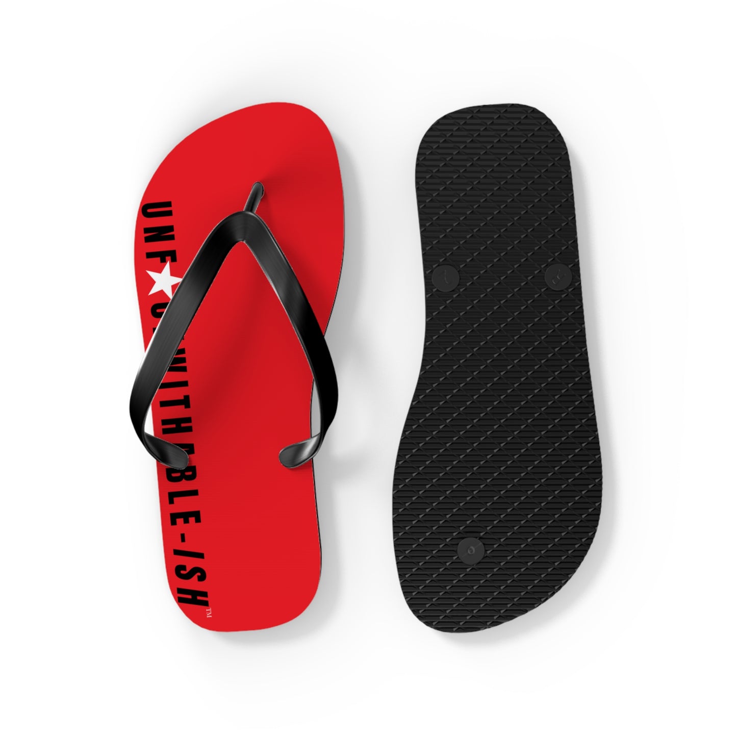UNF★CKWITHABLE-ISH™ Flip Flops Black, Red/White