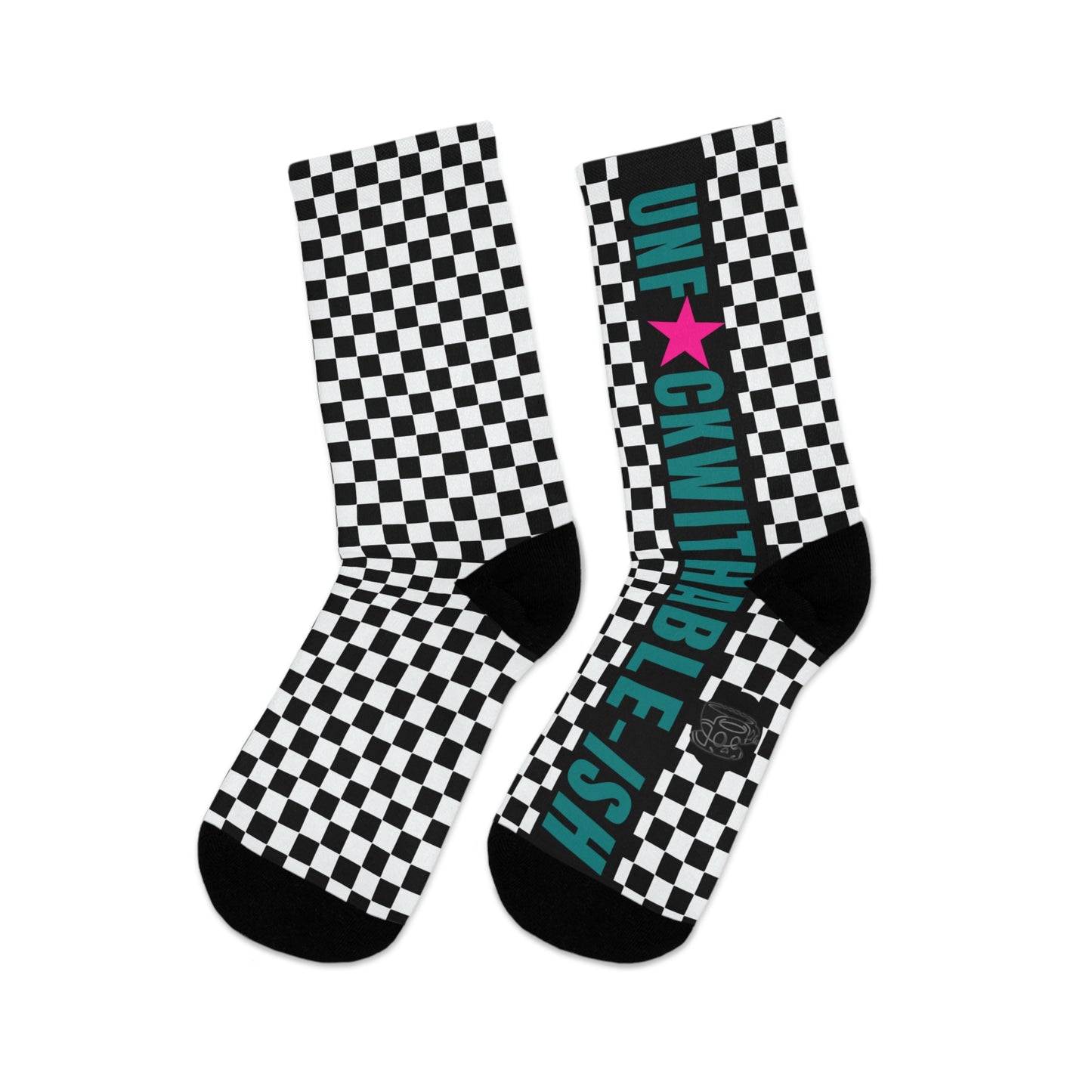 U★ckwithable-ish Retro-Rebel Teal/Hot Pink Recycled Poly Socks