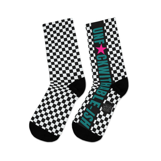 U★ckwithable-ish Retro-Rebel Teal/Hot Pink Recycled Poly Socks