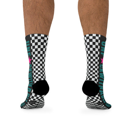 U★ckwithable-ish Retro-Rebel Teal/Hot Pink Recycled Poly Socks