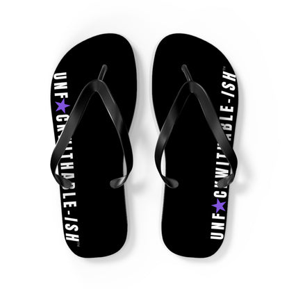 UNF★CKWITHABLE-ISH™ Flip Flops Black, White/Purple Star