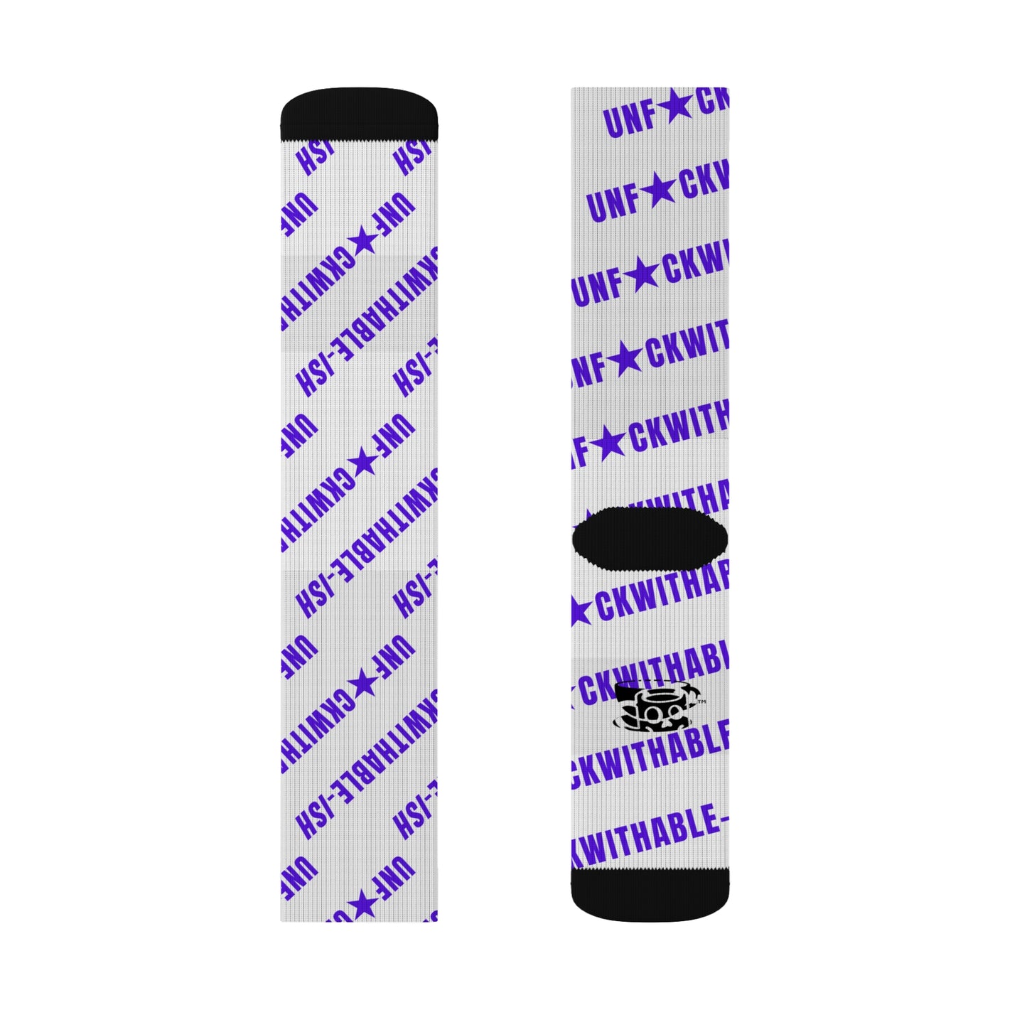 U★ckwithable-ish White & Purple Recycled Poly Crew Socks