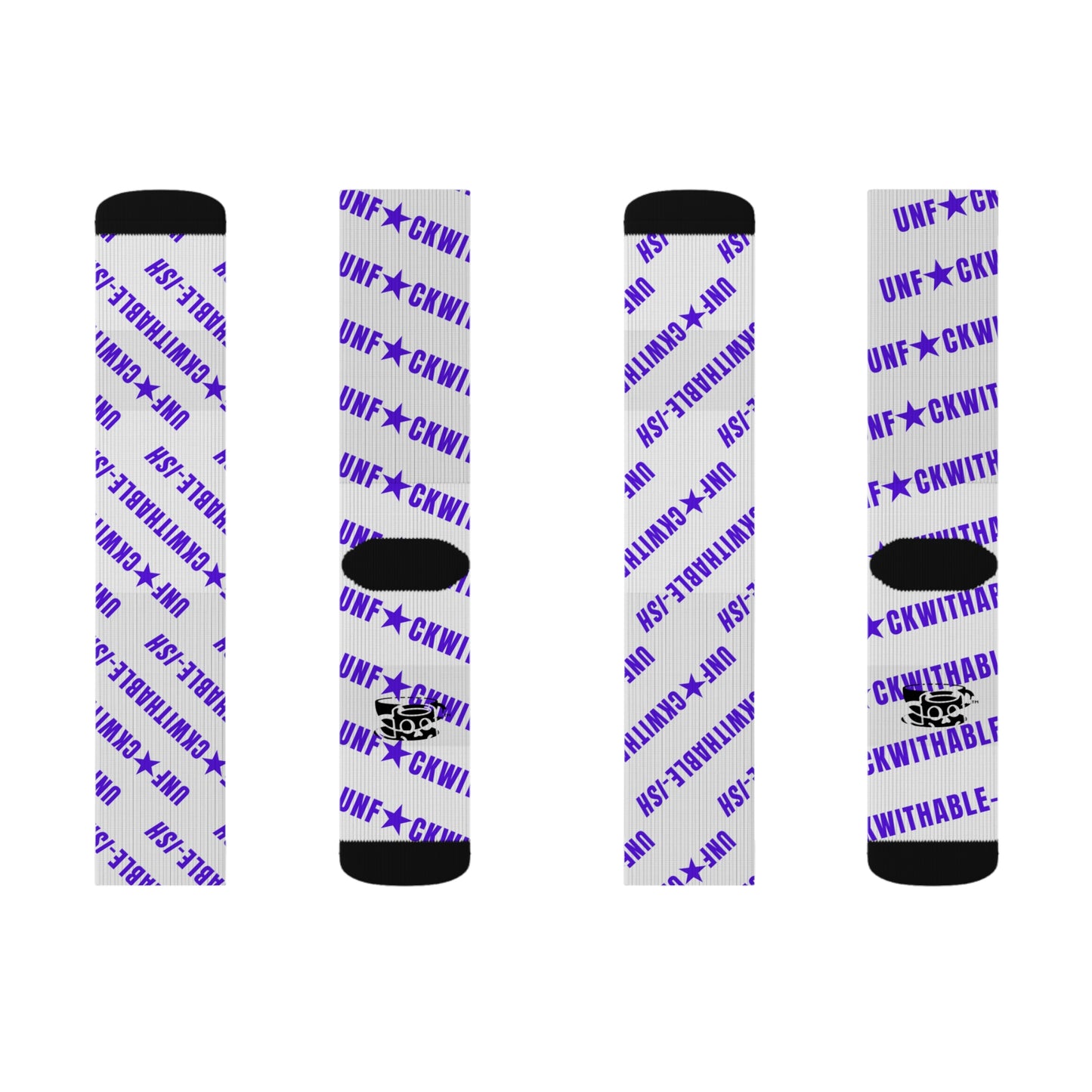 U★ckwithable-ish White & Purple Recycled Poly Crew Socks